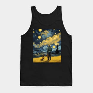 Starry Night Dachshund  Dog , Van Gogh Dachshund Art Tank Top